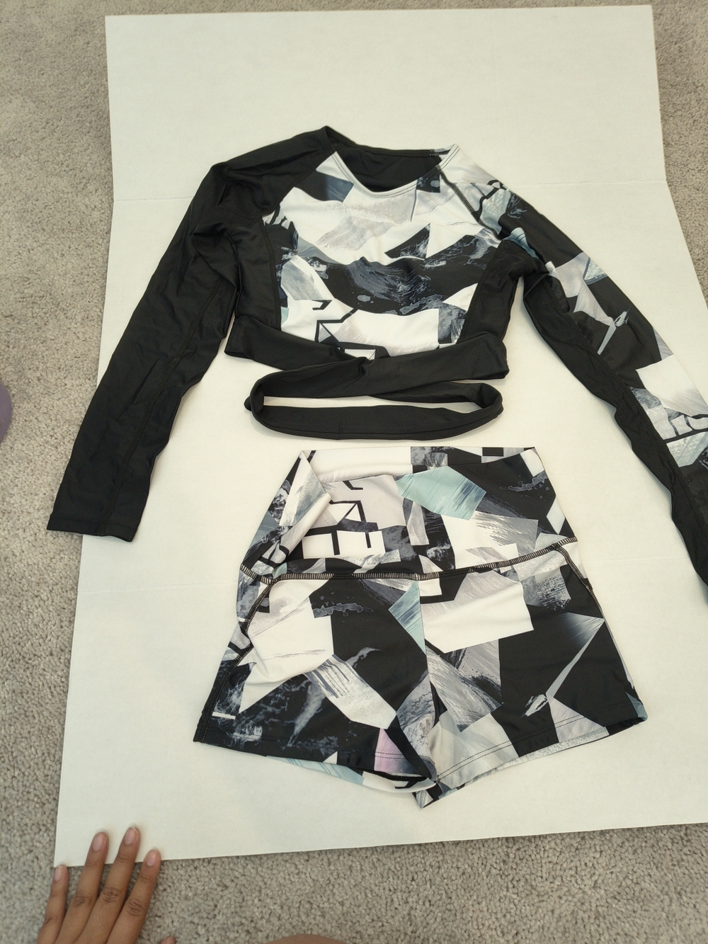 Two Piece Swimwear Long Sleeves Active Shorts